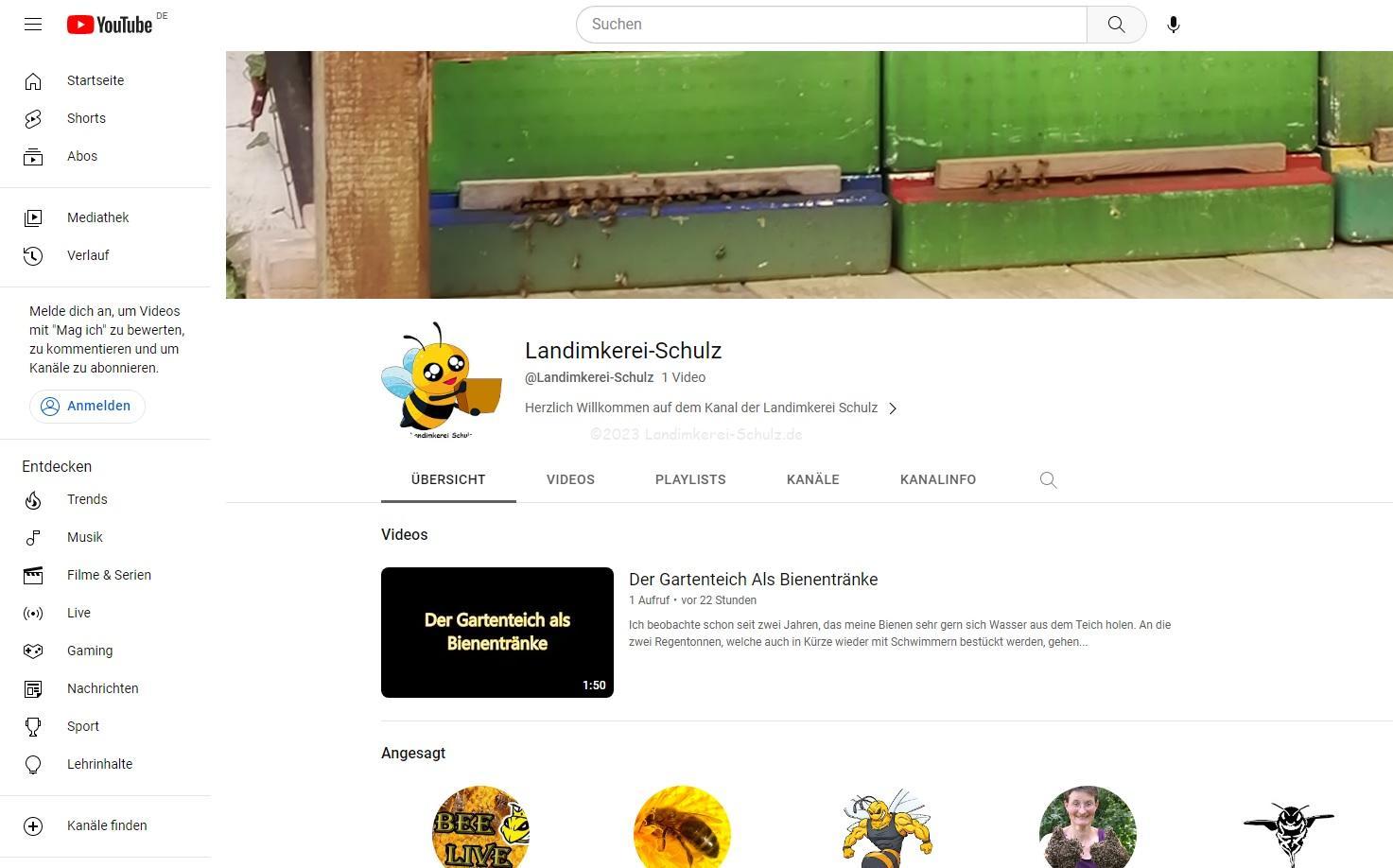 Mehr über den Artikel erfahren Landimkerei Schulz auf YouTube